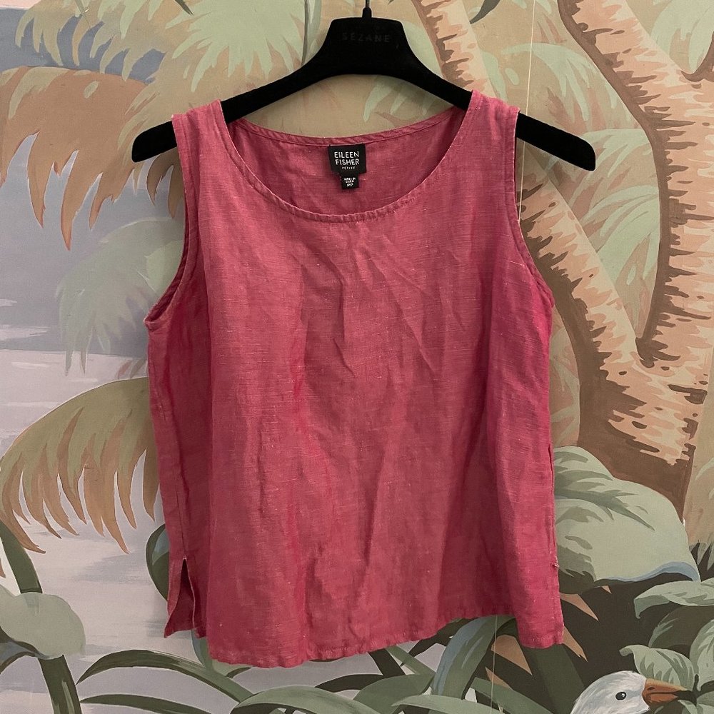 Vintage Eileen Fisher Red Linen Tank